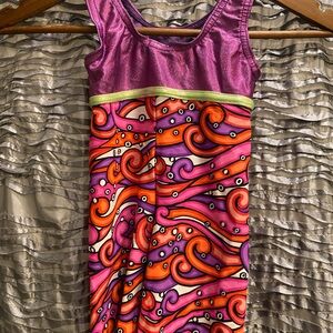Vibrant Swirl Pattern Gymnastic Outfit YM